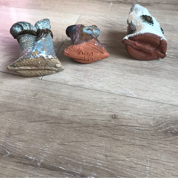 Vintage mini Pottery decor lot of flour sacks tea bag holder - Picture 2 of 11